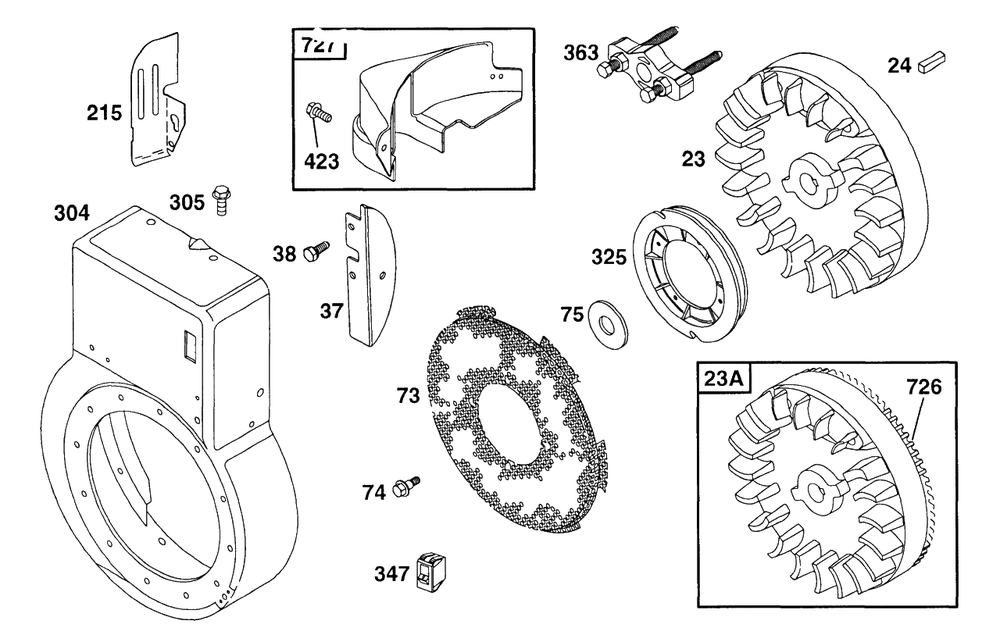Blower Hsg, Flywheels Diagram and Parts List for 176432-0117-XX  Briggs and Stratton Engine